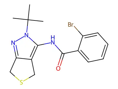 2-bromo-N-(2-tert-butyl-4,6-dihydrothieno[3,4-c]pyrazol-3-yl)benzamide structure