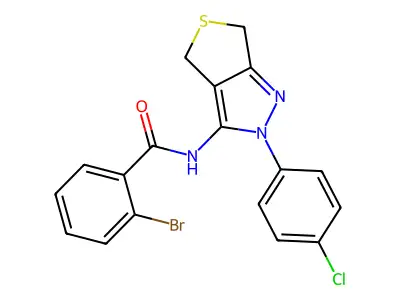 2-bromo-N-(2-(4-chlorophenyl)-4,6-dihydro-2H-thieno[3,4-c]pyrazol-3-yl)benzamide structure