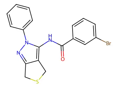 3-bromo-N-(2-phenyl-4,6-dihydrothieno[3,4-c]pyrazol-3-yl)benzamide structure