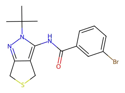 3-bromo-N-(2-(tert-butyl)-4,6-dihydro-2H-thieno[3,4-c]pyrazol-3-yl)benzamide structure