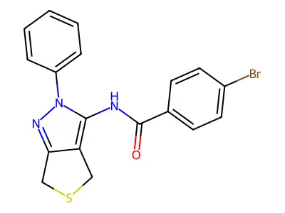 4-bromo-N-(2-phenyl-4,6-dihydro-2H-thieno[3,4-c]pyrazol-3-yl)benzamide structure