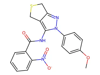 N-[2-(4-methoxyphenyl)-4,6-dihydrothieno[3,4-c]pyrazol-3-yl]-2-nitrobenzamide structure