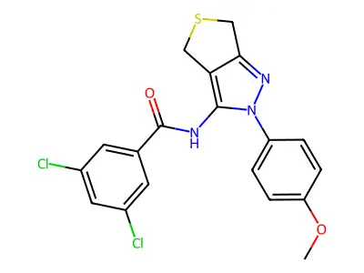 3,5-dichloro-N-(2-(4-methoxyphenyl)-4,6-dihydro-2H-thieno[3,4-c]pyrazol-3-yl)benzamide structure