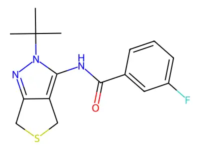 N-(2-(tert-butyl)-4,6-dihydro-2H-thieno[3,4-c]pyrazol-3-yl)-3-fluorobenzamide structure