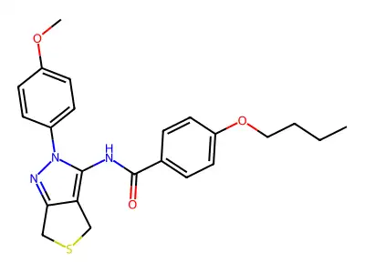 4-butoxy-N-[2-(4-methoxyphenyl)-4,6-dihydrothieno[3,4-c]pyrazol-3-yl]benzamide structure