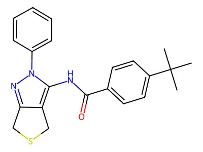 4-(tert-butyl)-N-(2-phenyl-4,6-dihydro-2H-thieno[3,4-c]pyrazol-3-yl)benzamide structure