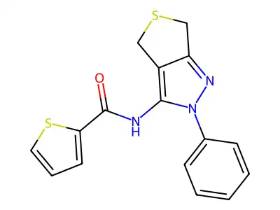N-(2-phenyl-4,6-dihydro-2H-thieno[3,4-c]pyrazol-3-yl)thiophene-2-carboxamide structure