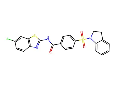 N-(6-chlorobenzo[d]thiazol-2-yl)-4-(indolin-1-ylsulfonyl)benzamide structure