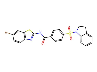 N-(6-bromobenzo[d]thiazol-2-yl)-4-(indolin-1-ylsulfonyl)benzamide structure