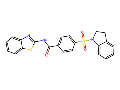 N-(benzo[d]thiazol-2-yl)-4-(indolin-1-ylsulfonyl)benzamide structure