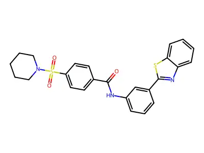 N-(3-(benzo[d]thiazol-2-yl)phenyl)-4-(piperidin-1-ylsulfonyl)benzamide structure