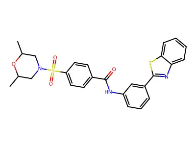 N-(3-(benzo[d]thiazol-2-yl)phenyl)-4-((2,6-dimethylmorpholino)sulfonyl)benzamide structure