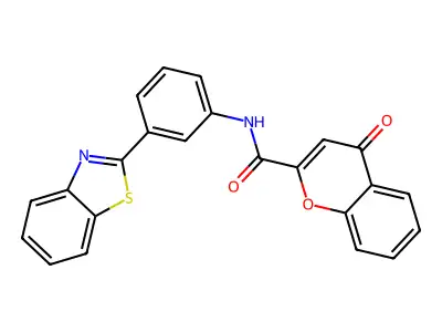 N-[3-(1,3-benzothiazol-2-yl)phenyl]-4-oxo-1-benzopyran-2-carboxamide structure