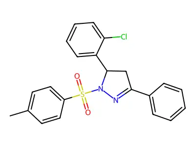 5-(2-chlorophenyl)-3-phenyl-1-tosyl-4,5-dihydro-1H-pyrazole structure