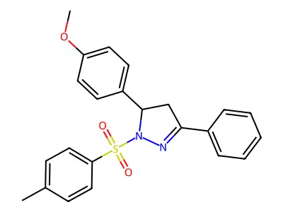 5-(4-methoxyphenyl)-3-phenyl-1-tosyl-4,5-dihydro-1H-pyrazole structure