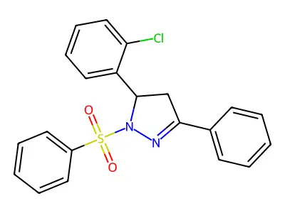 5-(2-chlorophenyl)-3-phenyl-1-(phenylsulfonyl)-4,5-dihydro-1H-pyrazole structure