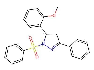 5-(2-methoxyphenyl)-3-phenyl-1-(phenylsulfonyl)-4,5-dihydro-1H-pyrazole structure