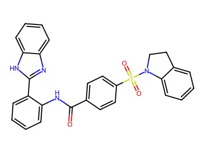 N-(2-(1H-benzo[d]imidazol-2-yl)phenyl)-4-(indolin-1-ylsulfonyl)benzamide structure