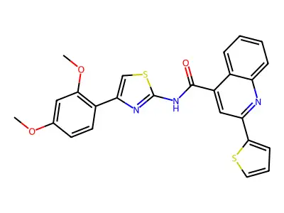 N-(4-(2,4-dimethoxyphenyl)thiazol-2-yl)-2-(thiophen-2-yl)quinoline-4-carboxamide structure