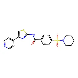 4-(piperidin-1-ylsulfonyl)-N-(4-(pyridin-4-yl)thiazol-2-yl)benzamide structure
