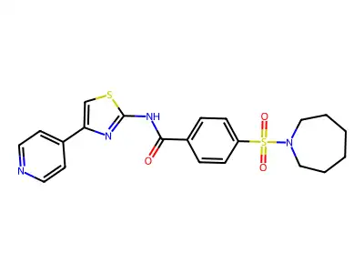 4-(azepan-1-ylsulfonyl)-N-(4-(pyridin-4-yl)thiazol-2-yl)benzamide structure