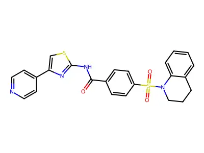 N-[4-(pyridin-4-yl)-1,3-thiazol-2-yl]-4-(1,2,3,4-tetrahydroquinoline-1-sulfonyl)benzamide structure