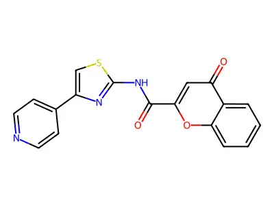4-oxo-N-(4-(pyridin-4-yl)thiazol-2-yl)-4H-chromene-2-carboxamide structure