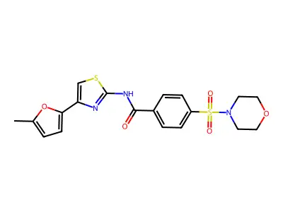 N-[4-(5-methylfuran-2-yl)-1,3-thiazol-2-yl]-4-(morpholine-4-sulfonyl)benzamide structure