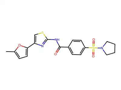 N-(4-(5-methylfuran-2-yl)thiazol-2-yl)-4-(pyrrolidin-1-ylsulfonyl)benzamide structure