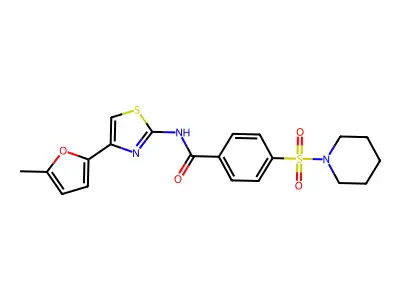 N-(4-(5-methylfuran-2-yl)thiazol-2-yl)-4-(piperidin-1-ylsulfonyl)benzamide structure