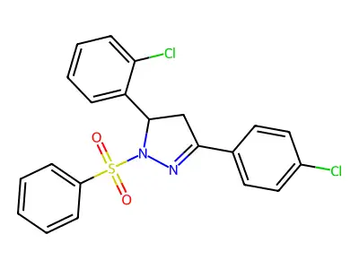 5-(2-chlorophenyl)-3-(4-chlorophenyl)-1-(phenylsulfonyl)-4,5-dihydro-1H-pyrazole structure