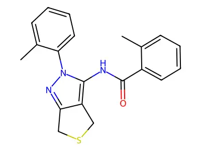 2-methyl-N-(2-(o-tolyl)-4,6-dihydro-2H-thieno[3,4-c]pyrazol-3-yl)benzamide structure