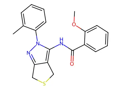 2-methoxy-N-(2-(o-tolyl)-4,6-dihydro-2H-thieno[3,4-c]pyrazol-3-yl)benzamide structure