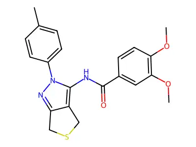 3,4-dimethoxy-N-(2-(p-tolyl)-4,6-dihydro-2H-thieno[3,4-c]pyrazol-3-yl)benzamide structure