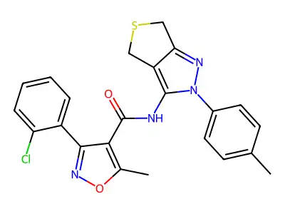 3-(2-chlorophenyl)-5-methyl-N-[2-(4-methylphenyl)-2H,4H,6H-thieno[3,4-c]pyrazol-3-yl]-1,2-oxazole-4-carboxamide structure