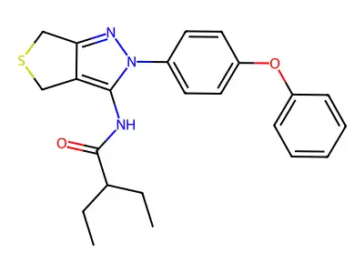 2-ethyl-N-[2-(4-phenoxyphenyl)-4,6-dihydrothieno[3,4-c]pyrazol-3-yl]butanamide structure