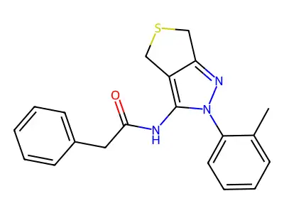 2-phenyl-N-(2-(o-tolyl)-4,6-dihydro-2H-thieno[3,4-c]pyrazol-3-yl)acetamide structure