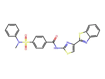 N-[4-(1,3-benzothiazol-2-yl)-1,3-thiazol-2-yl]-4-[methyl(phenyl)sulfamoyl]benzamide structure