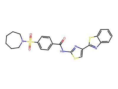 4-(azepan-1-ylsulfonyl)-N-(4-(benzo[d]thiazol-2-yl)thiazol-2-yl)benzamide structure