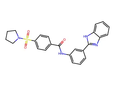 N-(3-(1H-benzo[d]imidazol-2-yl)phenyl)-4-(pyrrolidin-1-ylsulfonyl)benzamide structure
