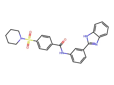 N-(3-(1H-benzo[d]imidazol-2-yl)phenyl)-4-(piperidin-1-ylsulfonyl)benzamide structure