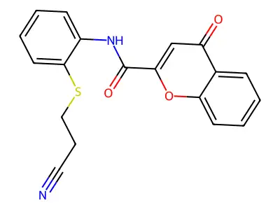 N-[2-(2-cyanoethylsulfanyl)phenyl]-4-oxochromene-2-carboxamide structure