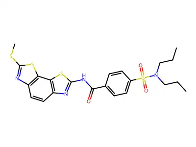 4-(N,N-dipropylsulfamoyl)-N-(7-(methylthio)benzo[1,2-d:4,3-d']bis(thiazole)-2-yl)benzamide structure