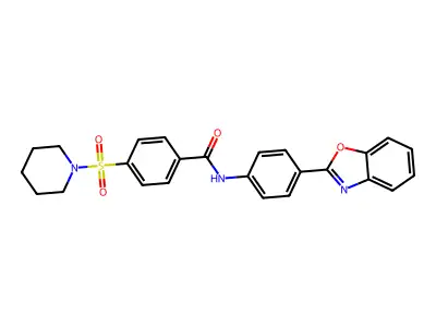 N-(4-(benzo[d]oxazol-2-yl)phenyl)-4-(piperidin-1-ylsulfonyl)benzamide structure