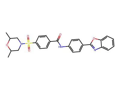 N-(4-(benzo[d]oxazol-2-yl)phenyl)-4-((2,6-dimethylmorpholino)sulfonyl)benzamide structure