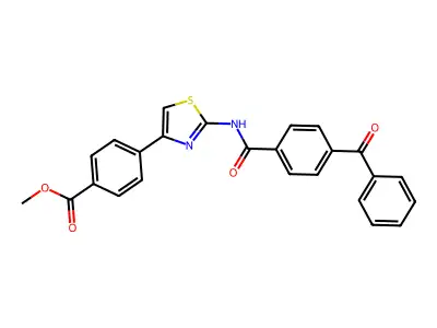 Methyl 4-[2-[(4-benzoylbenzoyl)amino]-1,3-thiazol-4-yl]benzoate structure
