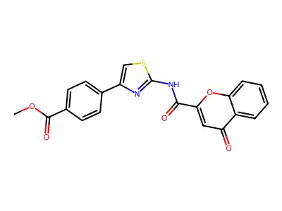 methyl 4-(2-(4-oxo-4H-chromene-2-carboxamido)thiazol-4-yl)benzoate structure