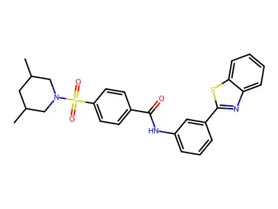 N-[3-(1,3-benzothiazol-2-yl)phenyl]-4-[(3,5-dimethylpiperidin-1-yl)sulfonyl]benzamide structure