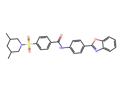 N-(4-(benzo[d]oxazol-2-yl)phenyl)-4-((3,5-dimethylpiperidin-1-yl)sulfonyl)benzamide structure
