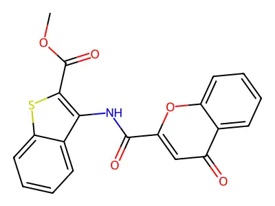 Methyl 3-[(4-oxochromene-2-carbonyl)amino]-1-benzothiophene-2-carboxylate structure